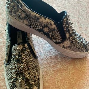 Steve Madden studded snake print loafer